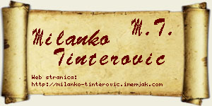 Milanko Tinterović vizit kartica